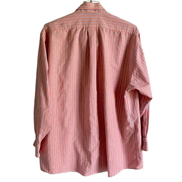 Van Heusen Orange Blue Long Sleeve Button Down Wrinkle Free Men's Shirt Size 17 - Picture 6 of 8